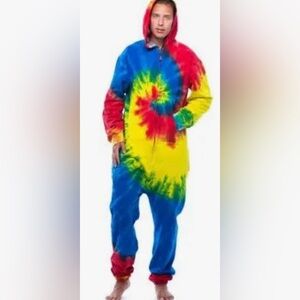 ☮️☮️Tie Dye Youth Medium Corful Onesie Zip Up with Hood ☮️☮️